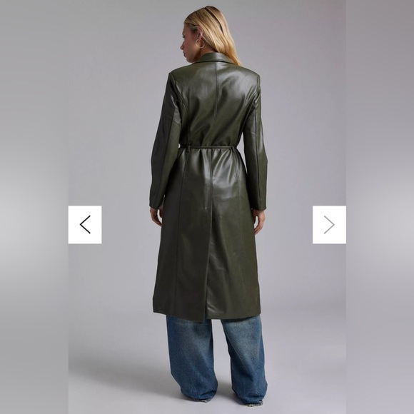 NWT Vegan Leather Trench Coat - Picture 4 of 13